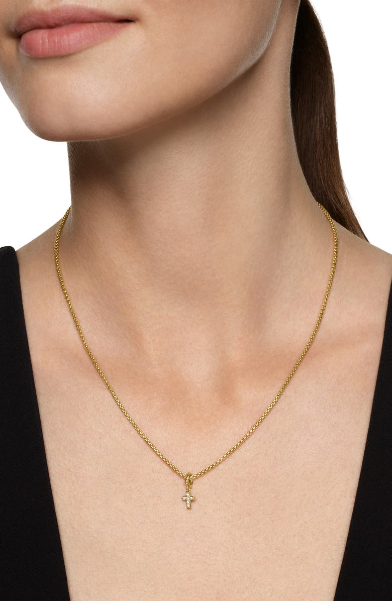 David Yurman Micro Pavé Cross Enhancer in 18K Yellow Gold with Diamonds, 8mm, Alternate, color, Diamond