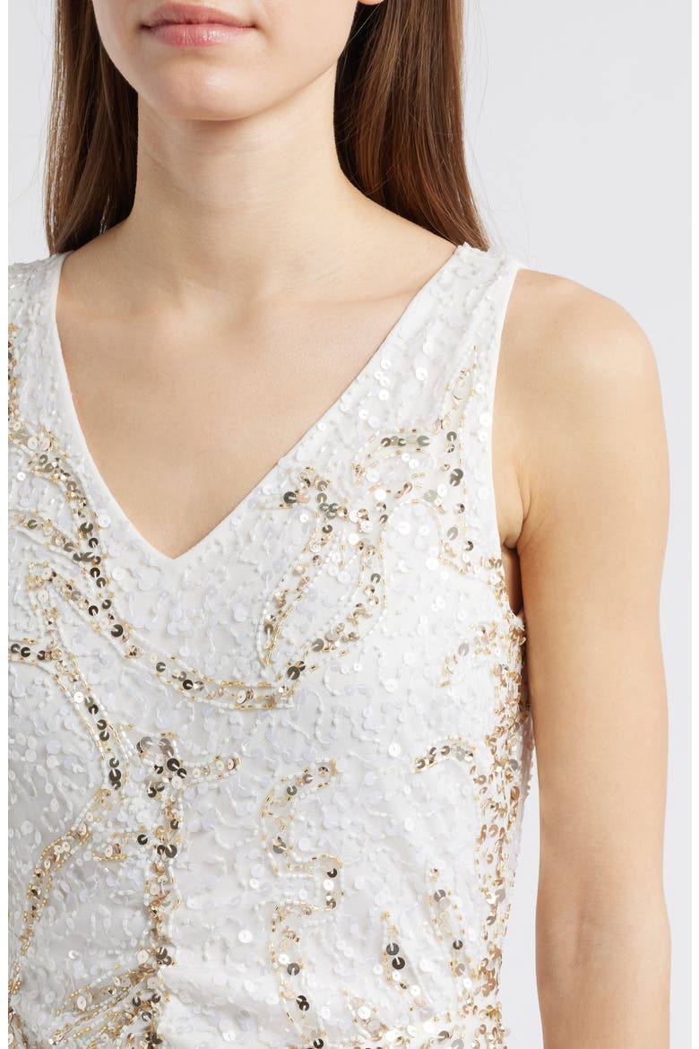 Embellished Sleeveless Evening Dress, Alternate, color, IVORY 156