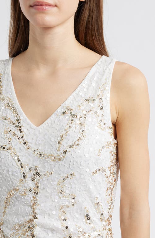 Pisarro Nights Embellished Sleeveless Evening Dress In Ivory 156