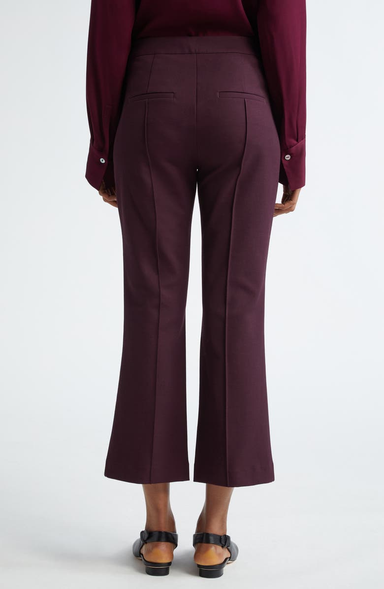 Vince Pintuck Crop Flare Cotton Blend Pants, Alternate, color, Dahlia Wine