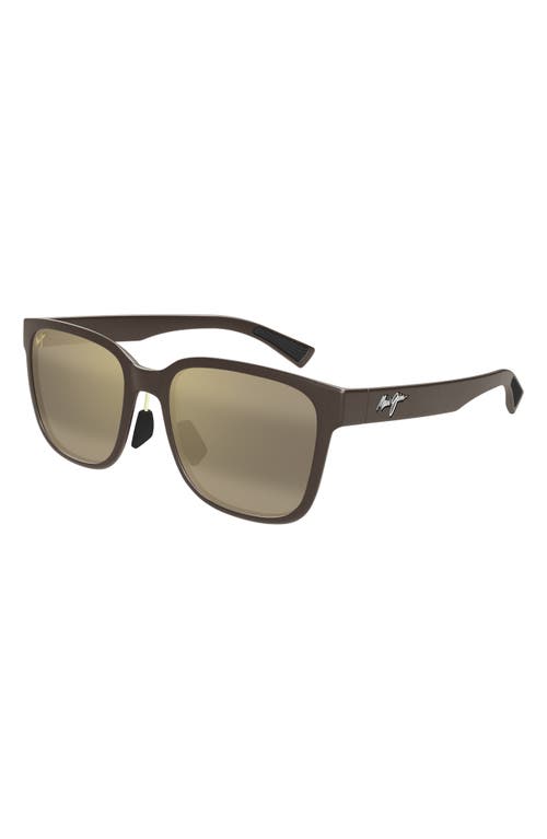 Maui Jim Paulele Af 57mm Polarizedplus2® Round Sunglasses In Brown/bronze