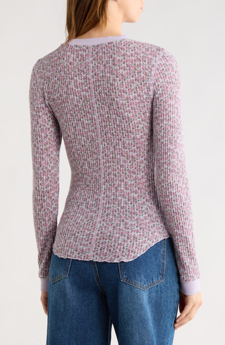 Abound Long Sleeve Waffle Knit Top, Alternate, color, Purple Thistle Moody Rosette