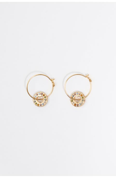 Crystal Logo Hoop Earrings
