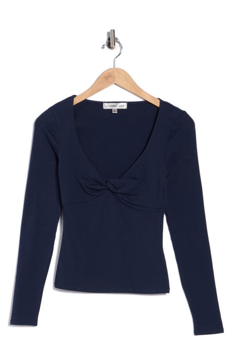 Twist Front Long Sleeve Top