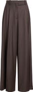 Theory Wide Leg Pleated Virgin Wool Trousers