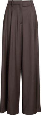 Theory Wide Leg Pleated Virgin Wool Trousers