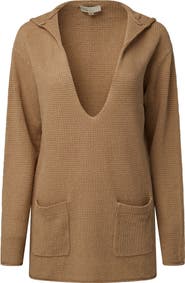 Onia Linen Knit V-Neck Hoodie