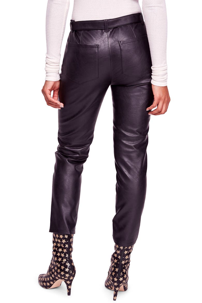 Belted Faux Leather Skinny Pants, Alternate, color, BLACK