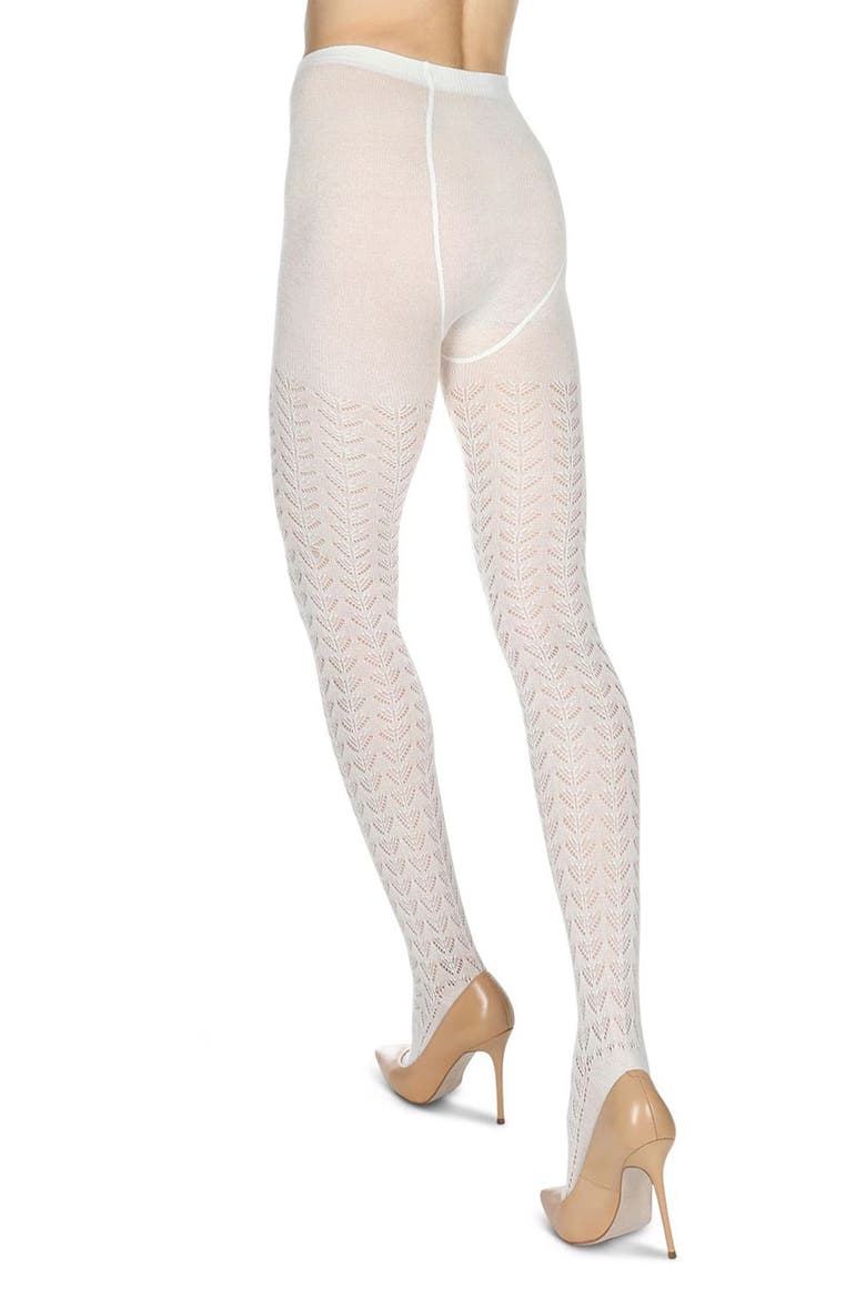 Pelerine Pointelle Sweater Tights, Alternate, color, WINTER WHITE
