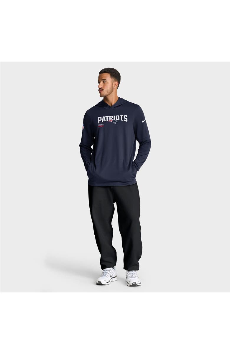 Nike Men's Nike Navy New England Patriots Sideline Pure Fury Performance Long Sleeve Hoodie T-Shirt, Alternate, color, Navy