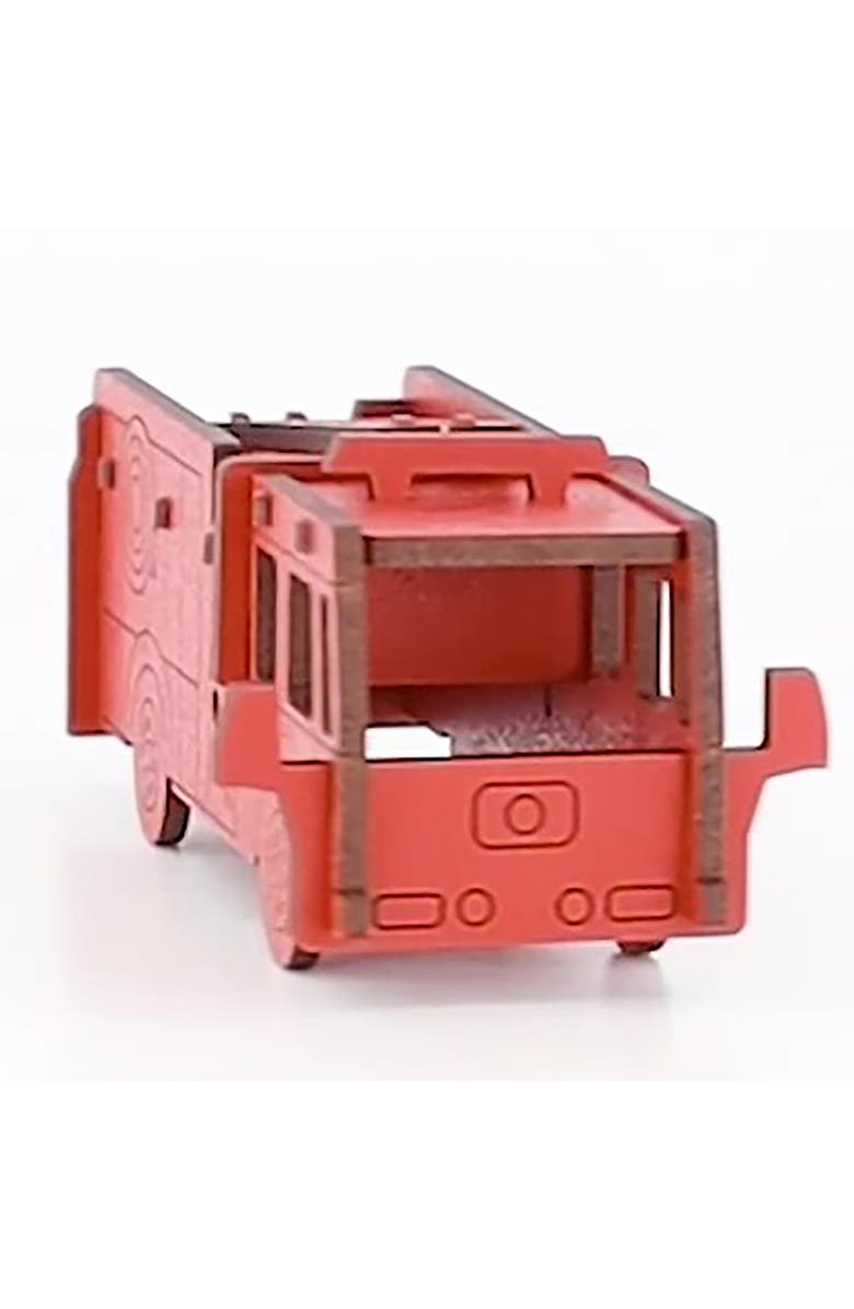 Little 
Wood Woodlet, Medium Fire Engine, 3D Wooden Kitset, Ages 6+, Alternate, color, Red