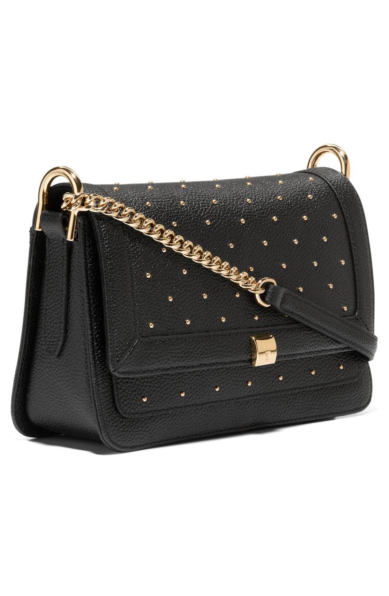 Cole Haan Daniella Leather Chain Shoulder Bag, Alternate, color, Black W/ Studs