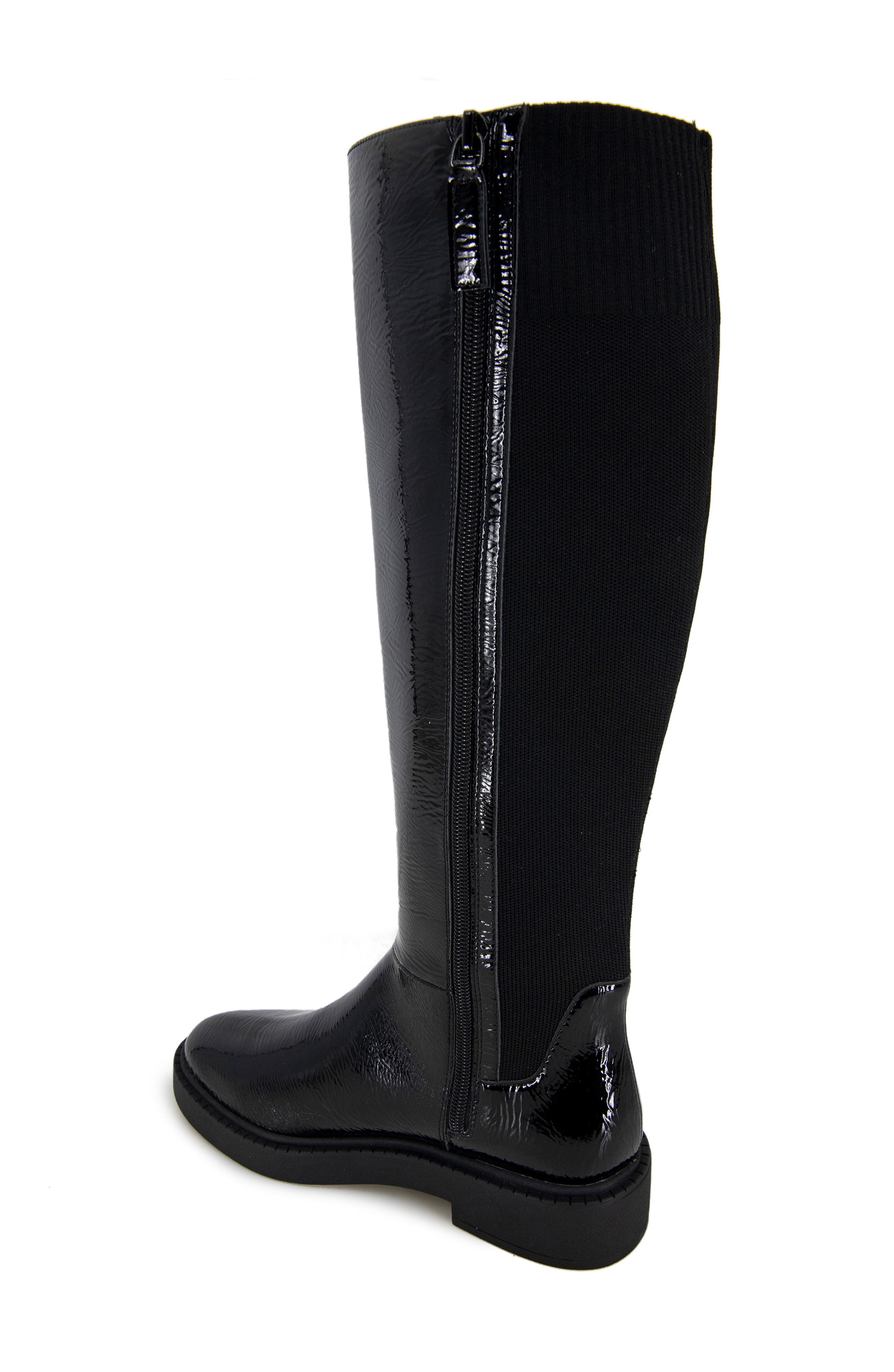 André Assous Viva Knee High Boot, Alternate, color, Black Crinkle Patent