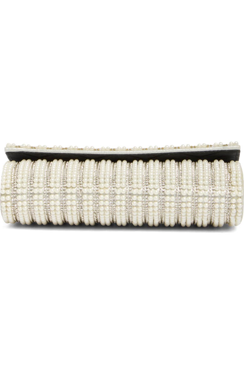 Olga Berg Domino Hotfix Faux Pearl & Crystal Clutch, Alternate, color,