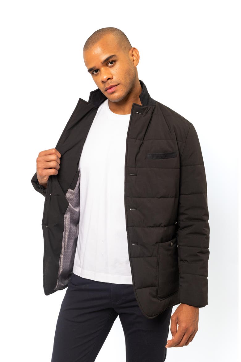 Quilted Button Front Jacket, Alternate, color, BLACK