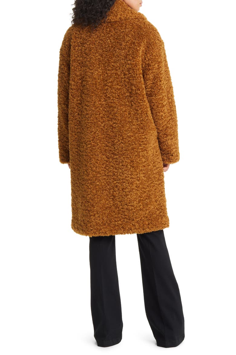 Double Breasted Faux Fur Teddy Coat, Alternate, color, TOFFEE