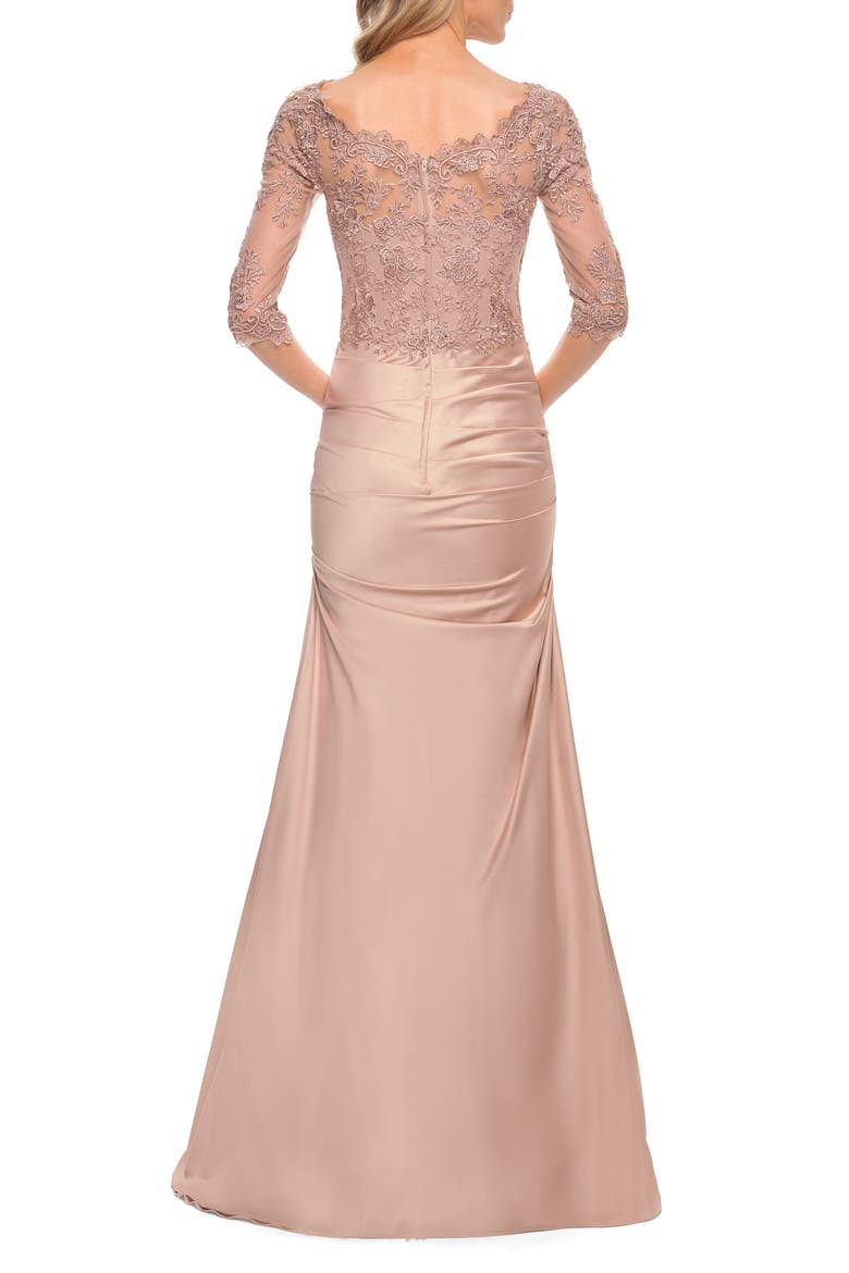 Classic Floral Lace Gown, Alternate, color, PINK CHAMPAGNE