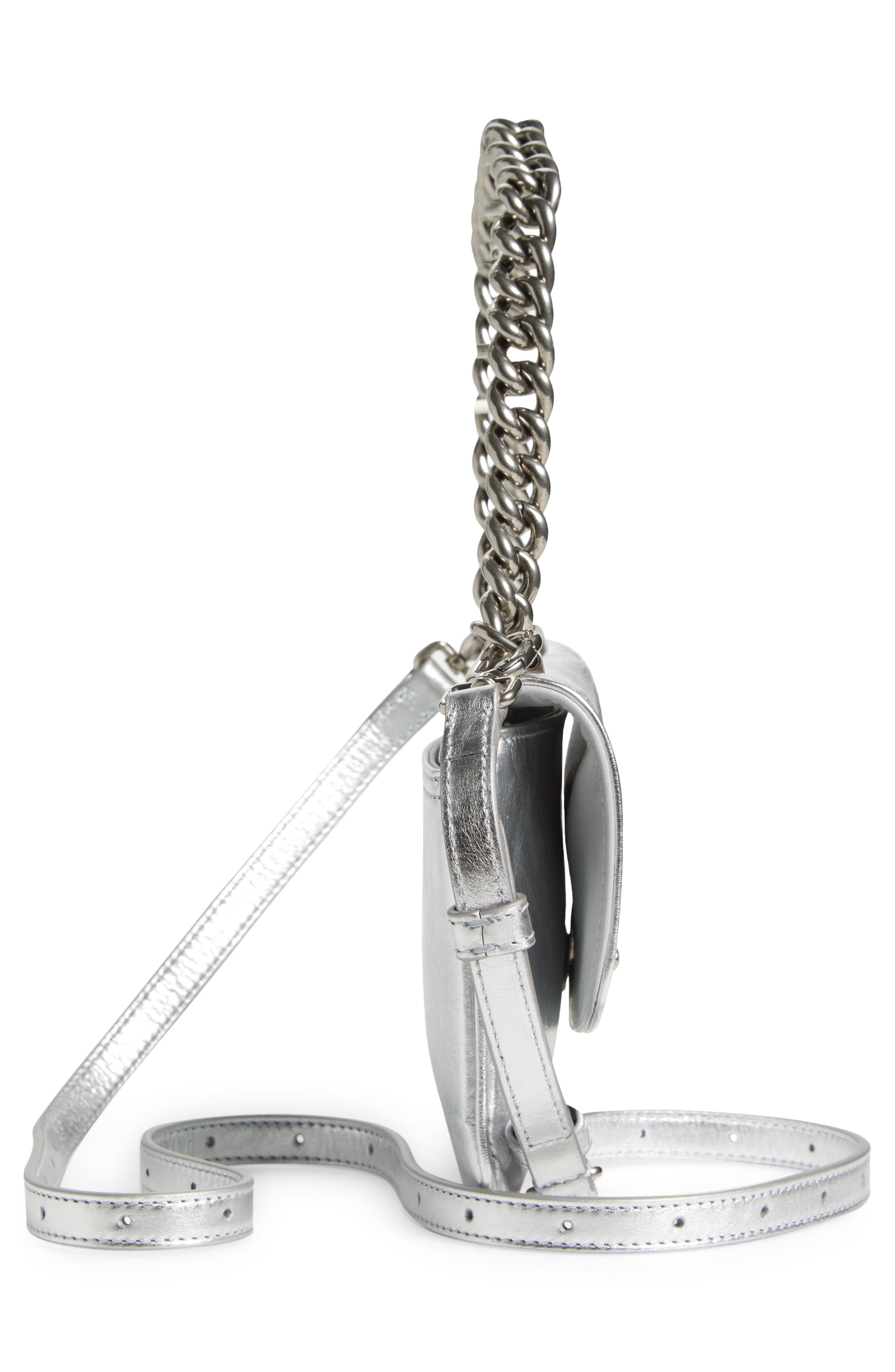 BB Soft Metallic Leather Smartphone Crossbody Bag, Alternate, color, 8110 SILVER
