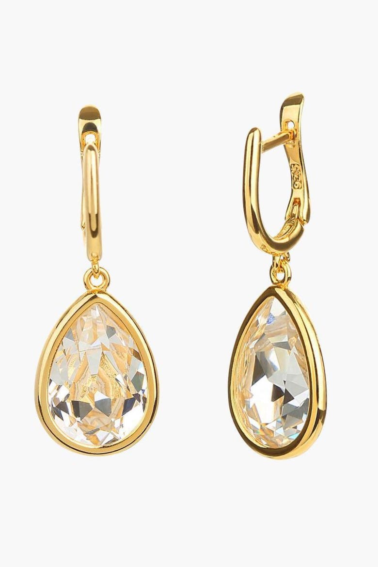 Sterling Silver 18k Gold Plated Camille Earrings Dainty Crystal Statement, Main, color, Gold