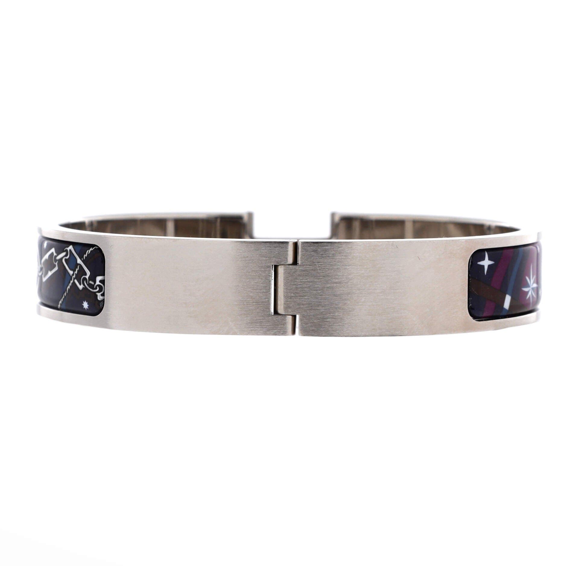 Clic HH Bracelet Printed Enamel with Brushed Hardware Narrow, Alternate, color, Purple