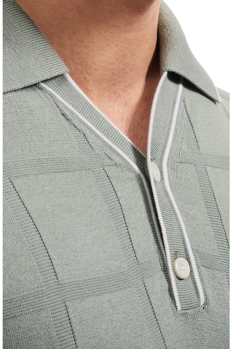 Grid Short Sleeve Cotton & Modal Sweater, Alternate, color, AVOCADO
