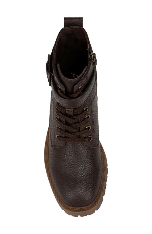 Blowfish Malibu Jagger Lug Combat Boot In Dark Brown Faux Leather