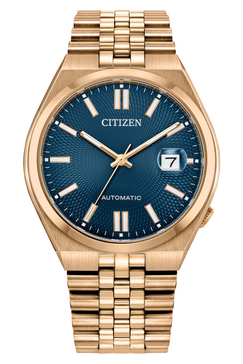 TSUYOSA 60 Rose Gold Tone Automatic Bracelet Watch, 40mm, Main, color, ROSE GOLD-TONE