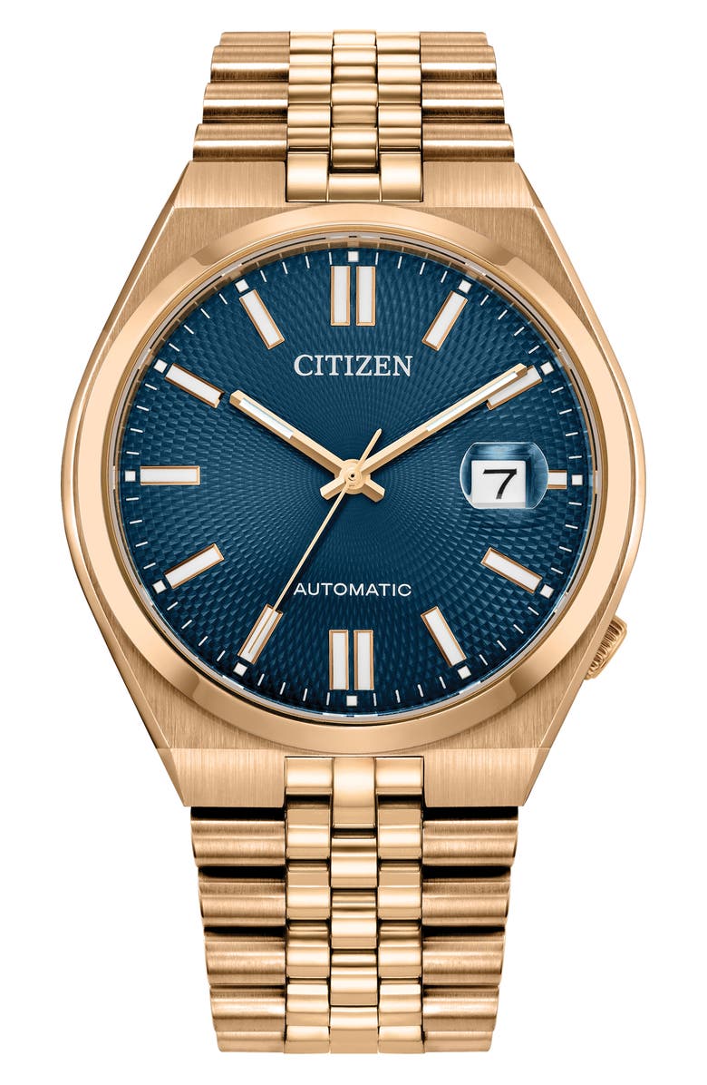 Citizen TSUYOSA 60 Rose Gold Tone Automatic Bracelet Watch, 40mm, Main, color, 