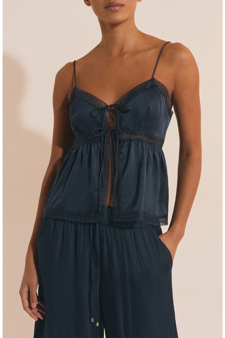 Noreen Tie Front Pajama Camisole, Main, color, NIGHT BLUE