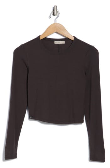 Barefoot Dreams ® Malibu Collection® Ultra Soft Rib Long Sleeve Crop Top In Black