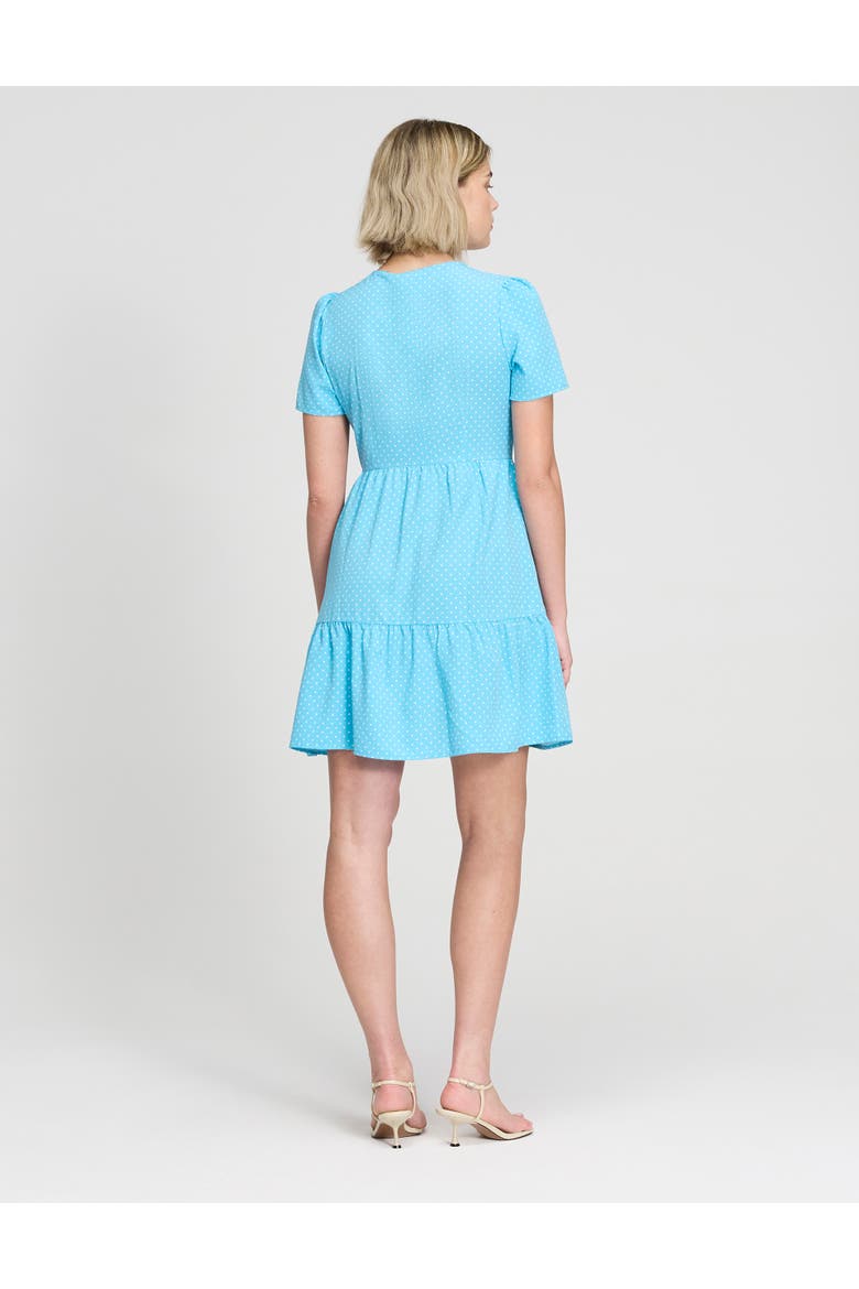 Lola Tie Front Tiered Short Dress, Alternate, color, Blue Spot
