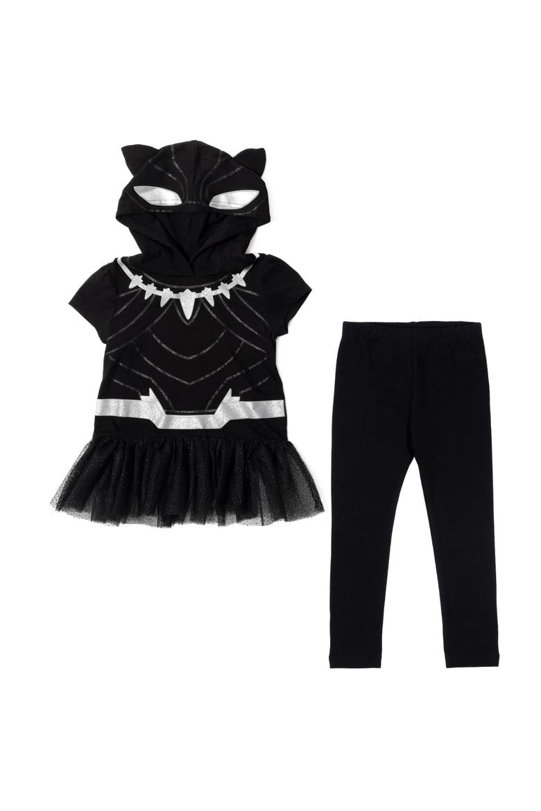 Avengers Black Panther Cosplay Hooded Tee and Leggings Set, Main, color, Silver Black Panther