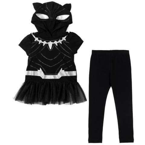 Avengers Black Panther Cosplay Hooded Tee and Leggings Set
