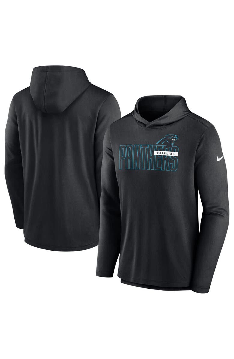 Nike Men's Nike Black Carolina Panthers Lightweight Performance Hooded Long Sleeve T-Shirt, Main, color, Black