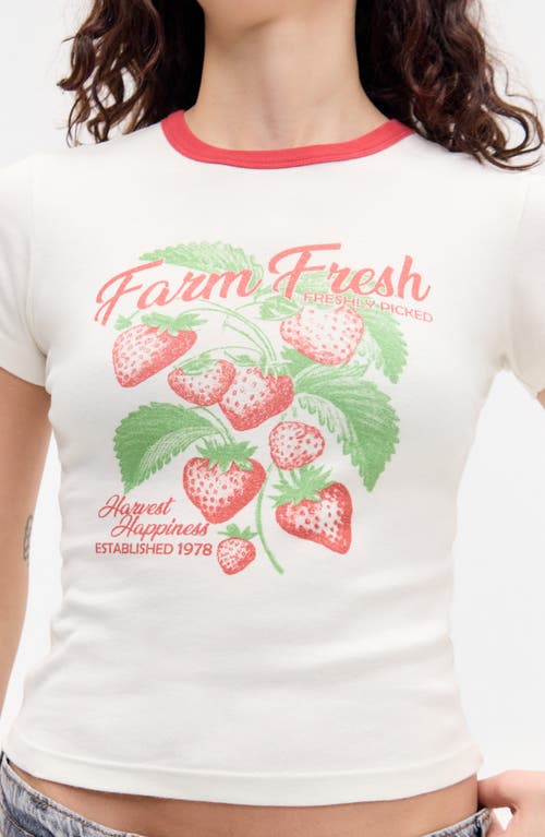 Bdg Urban Outfitters Strawberry Ringer T-shirt In White