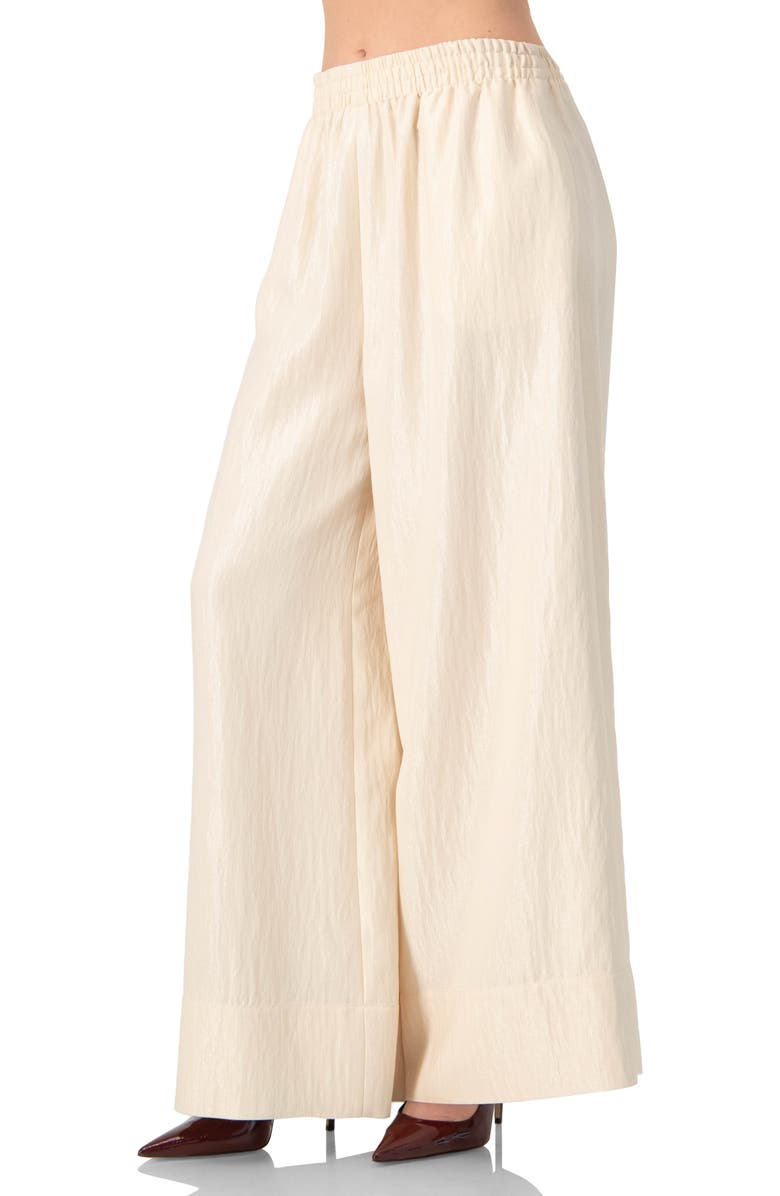 IVONNE High-Waisted Wide-Leg Trousers with Elastic Waistband, Alternate, color, Natural
