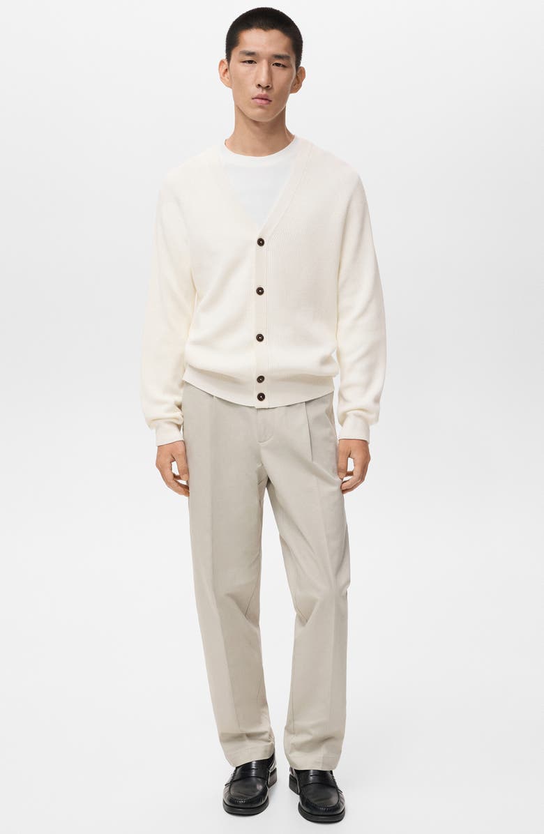 MANGO Ribbed Cotton Blend Cardigan, Alternate, color, Off White