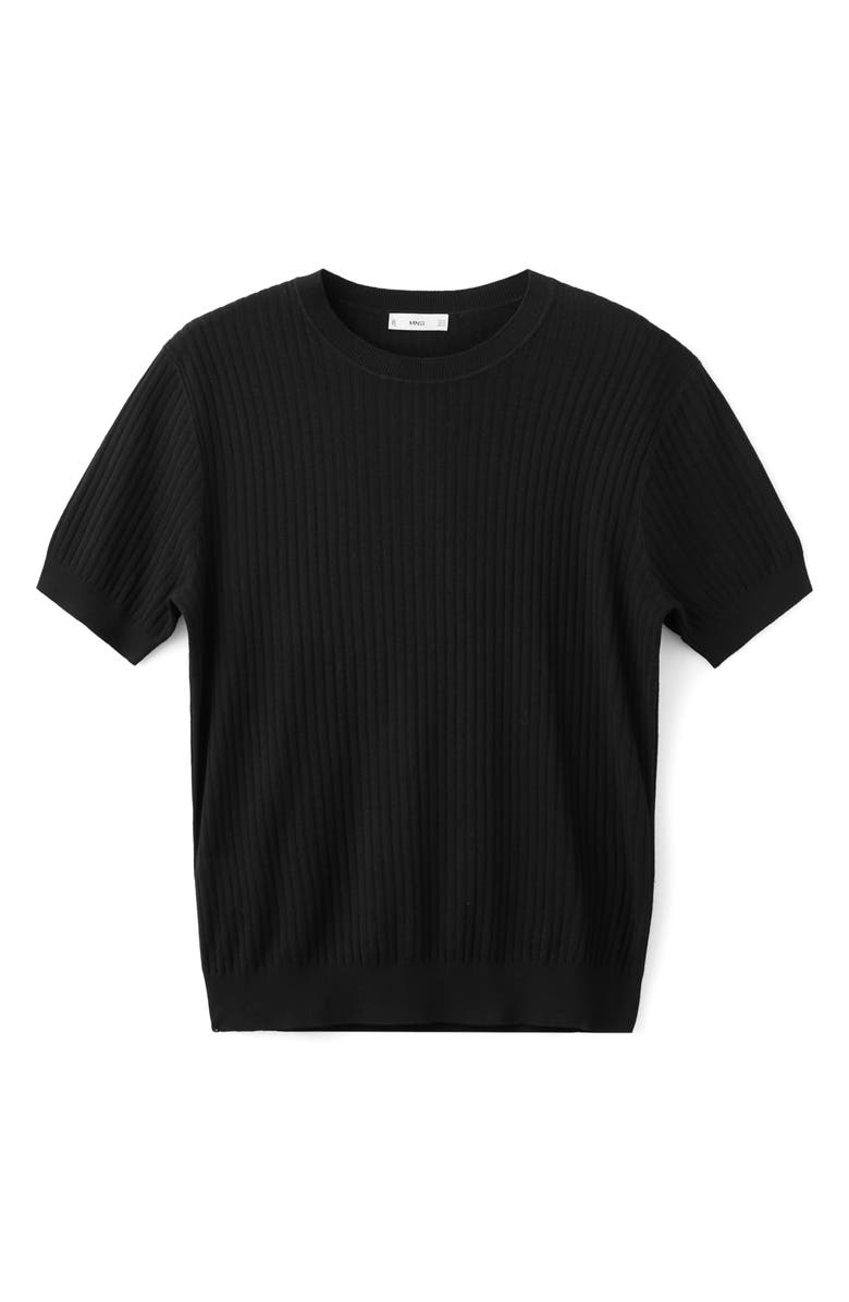 MANGO Short Sleeve Cotton & Modal Rib Top, Alternate, color,