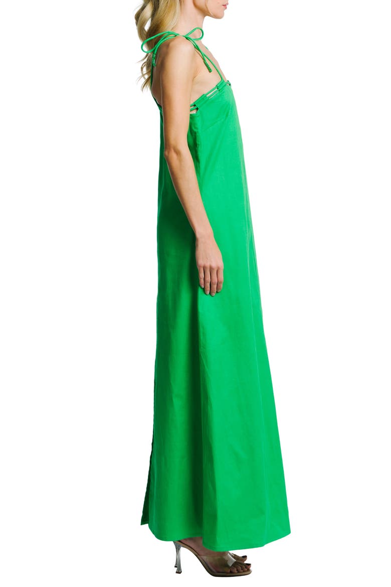 Hattie Beaded Stretch Cotton Blend Maxi Sundress, Alternate, color, GREEN