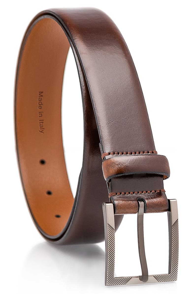 MADE IN ITALY Solid Leather Belt, Main, color, Brown