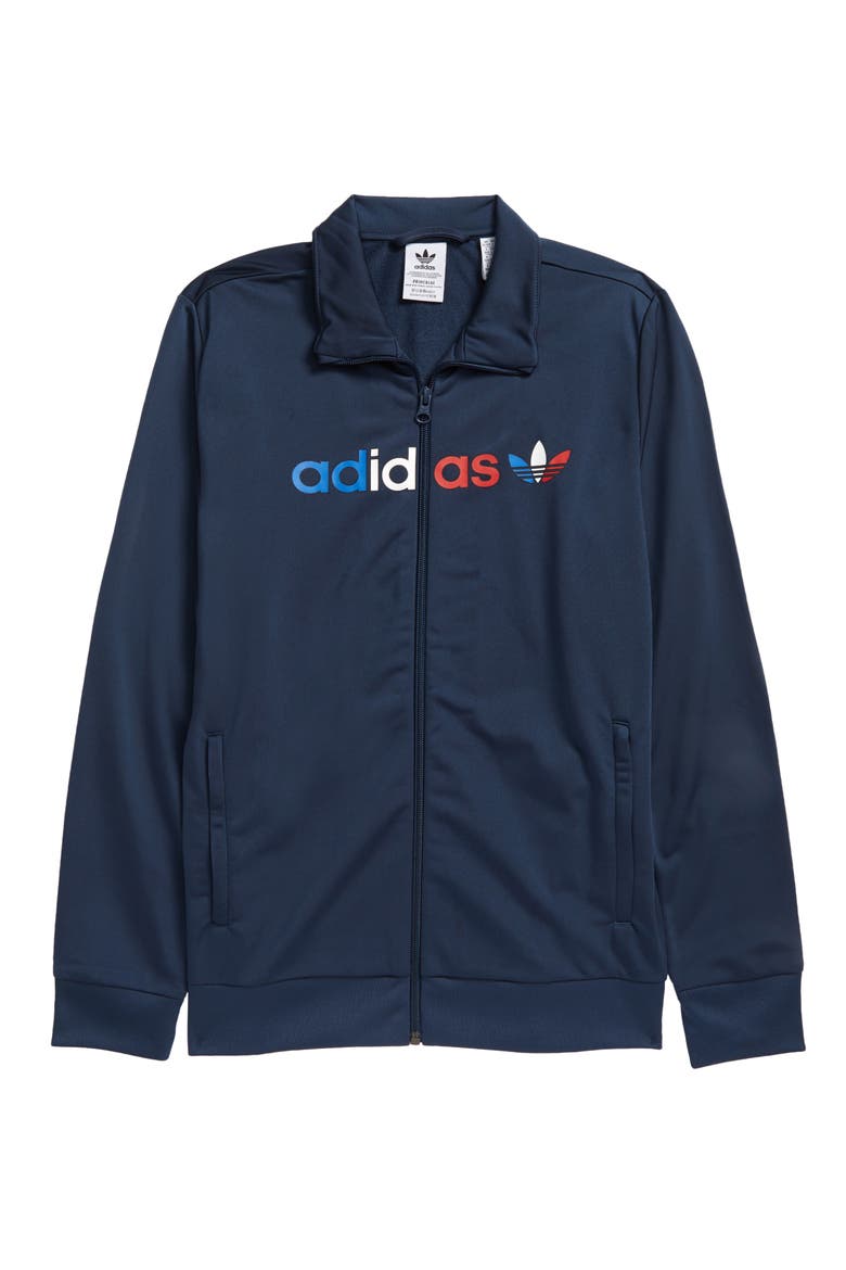 Kids' Primeblue Full Zip Track Jacket, Main, color, CREW NAVY