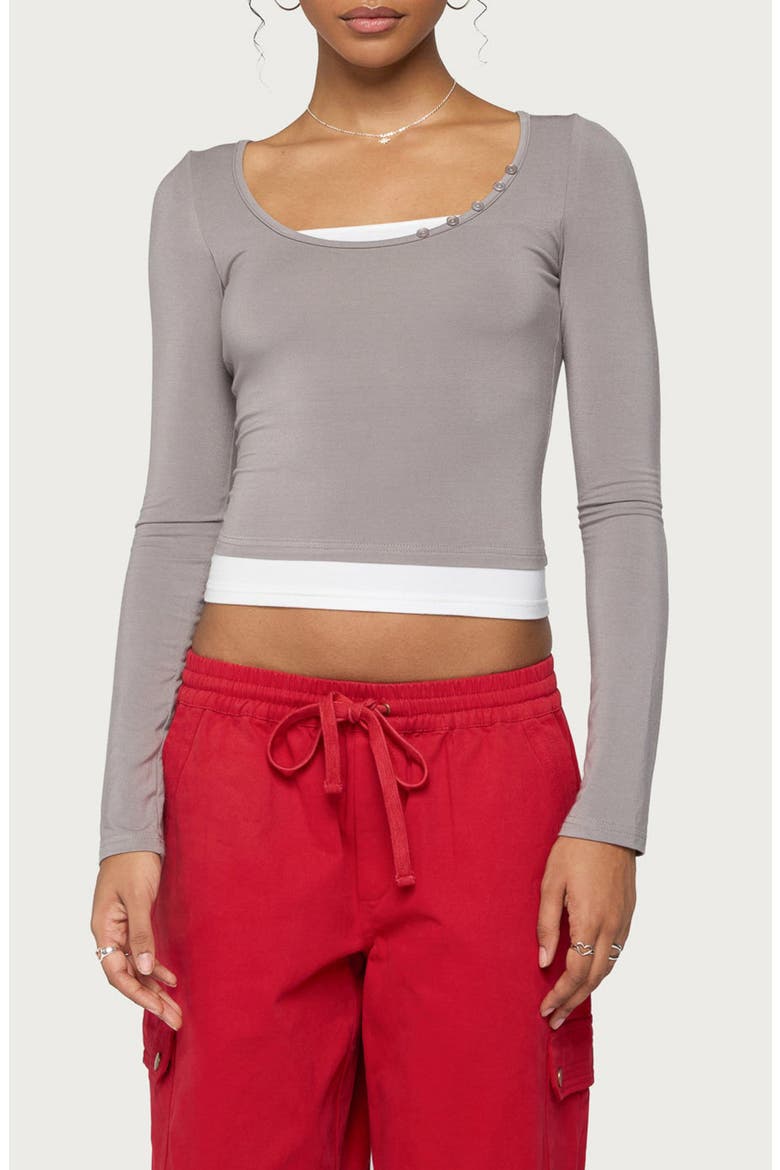 Maira Layered Long Sleeve Top, Main, color, DARK-GRAY