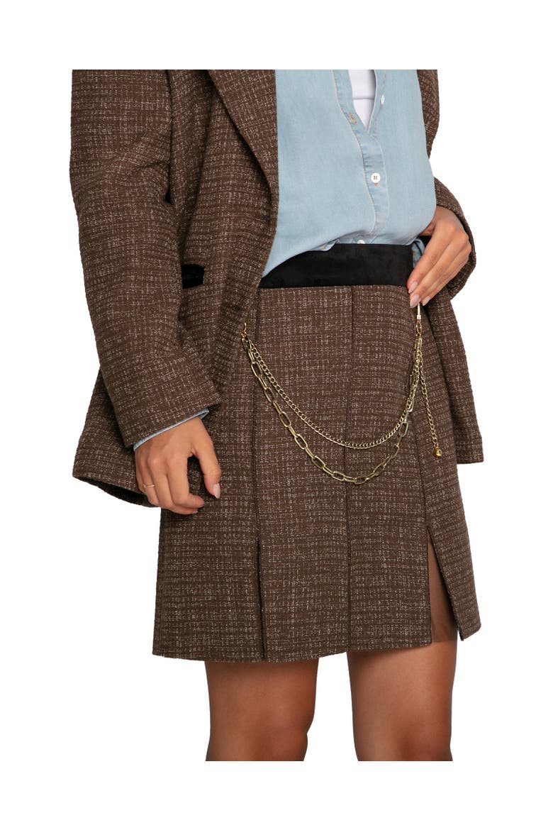 Set Me Free Tweed Skirt, Alternate, color, Brown