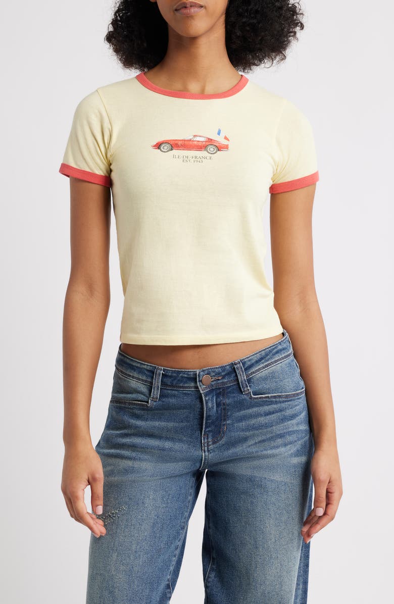 GOLDEN HOUR French Car Ringer Graphic T-Shirt, Main, color, Pastel Yellow