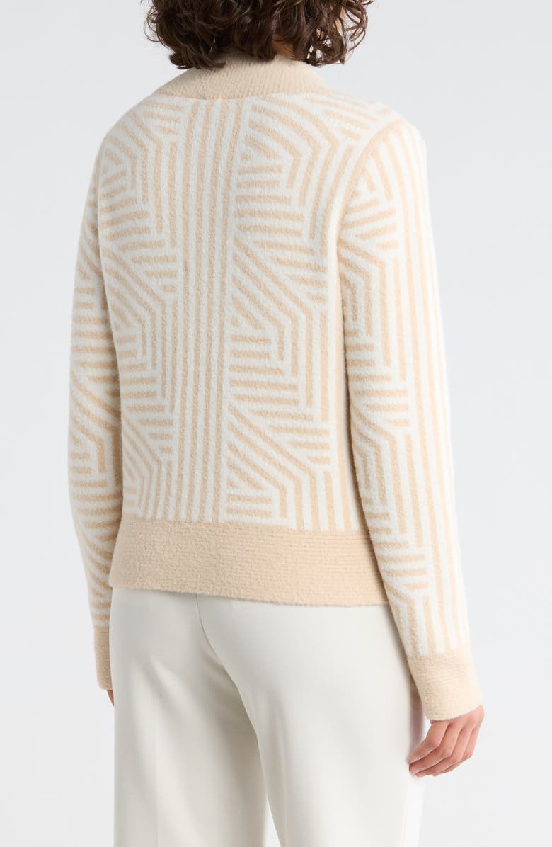 CYRUS Geometric Button Front Crop Cardigan, Alternate, color, Cream/ Pastel Beige