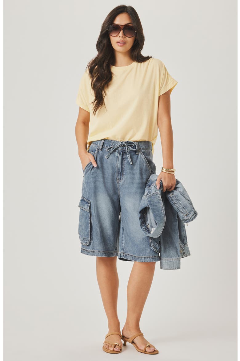 Denim Cargo Shorts, Alternate, color, BLEACHED INDIGO BLUE