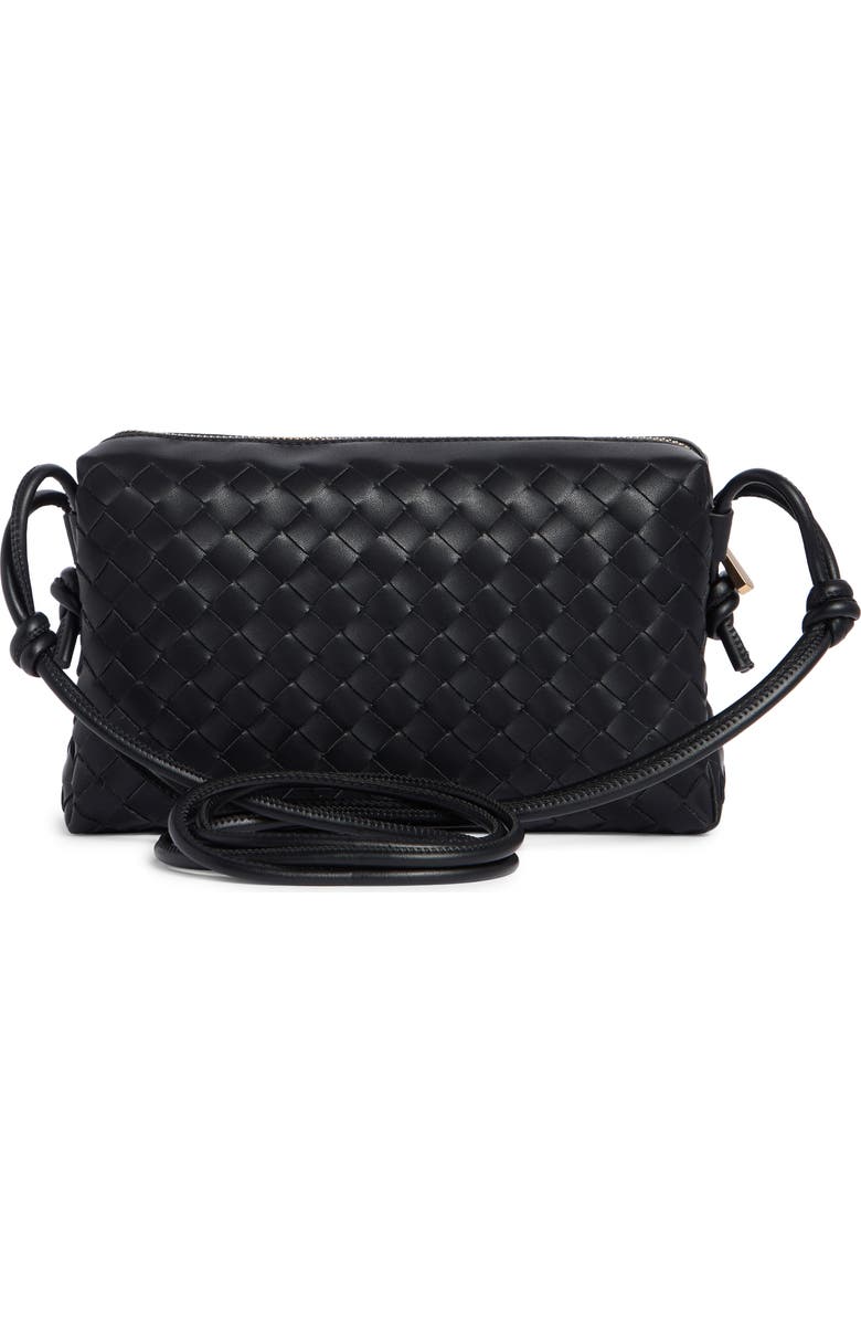 Sam Edelman Margo Small Woven Crossbody Bag, Alternate, color, Black