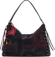 Desigual Lip Print Lace-Up Shoulder Bag