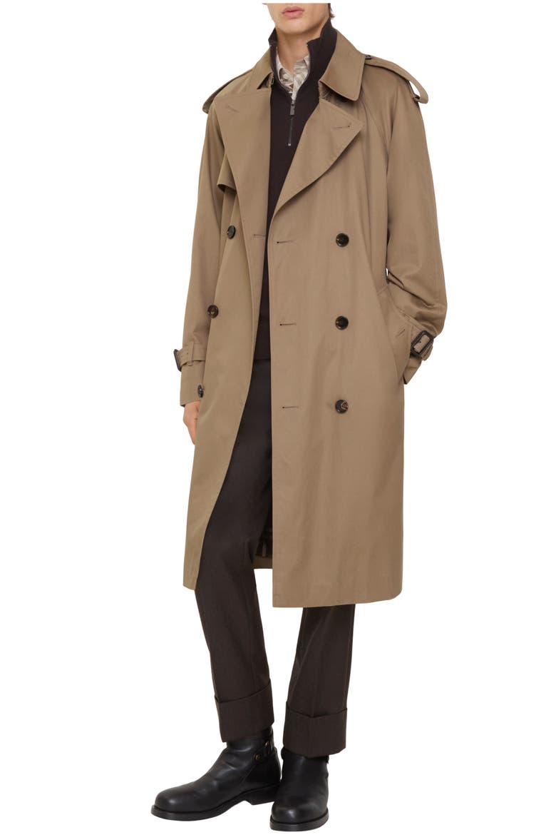 Long Gabardine Chestwood Trench Coat, Main, color, Clay brown