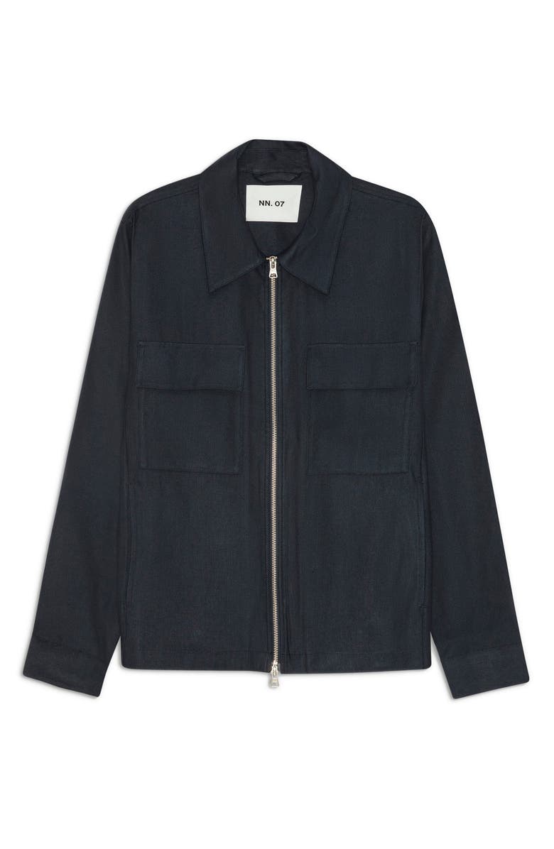 NN07 Alban 1808 Canvas Zip-Up Shirt Jacket, Alternate, color, Deep Navy
